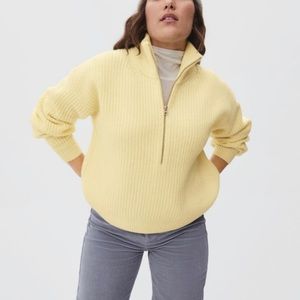 Everlane The Felted Merino Half-Zip Sweater Yellow